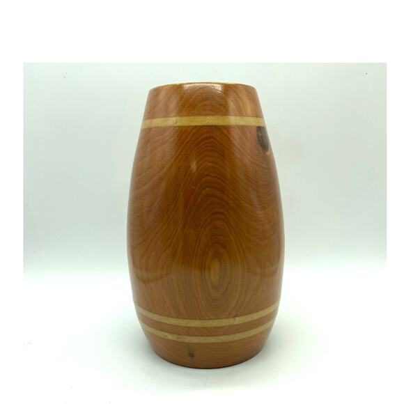Hand turned Red Cedar Two‎ Tone Wood Vase Signed 2012 - Picture 1 of 5